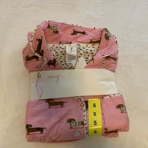 Pink dachshund flannel pajamas